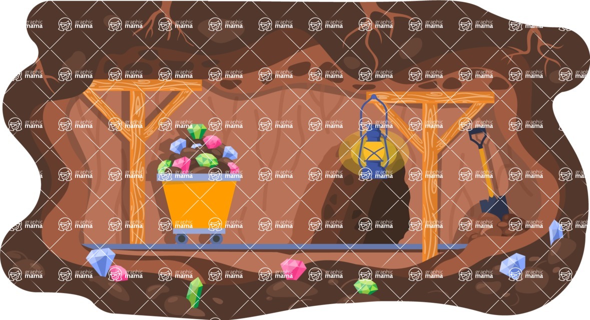 Vector Landscape Mega Bundle - Colorful Mining Tunnel Vector Background
